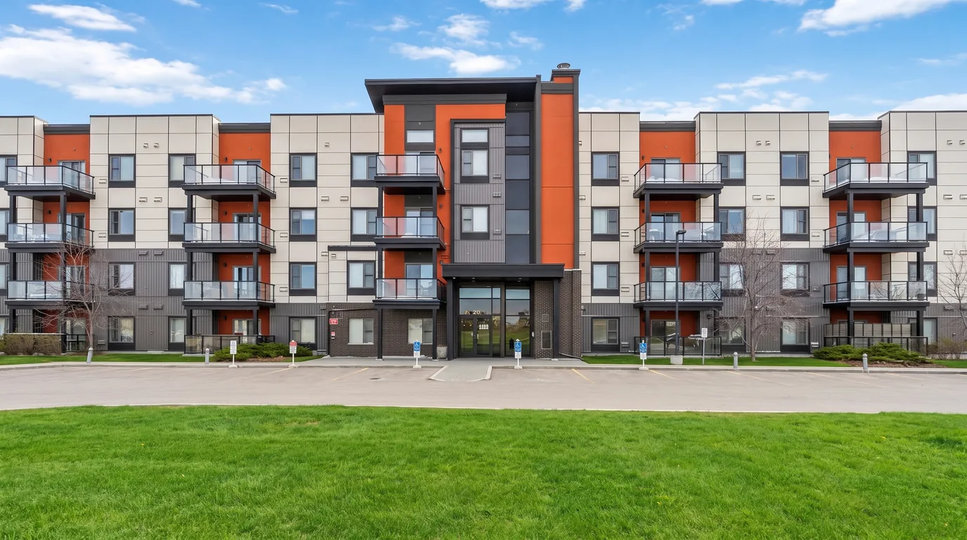 A modern Edmonton condo/apartment building exterior
